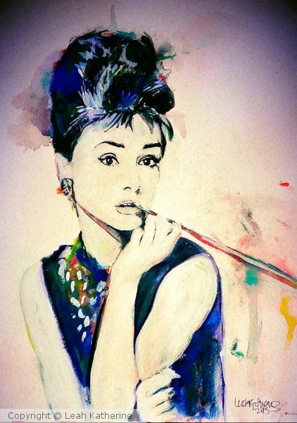 422x600 Audrey Hepburn Watercolor By Leah Katherine