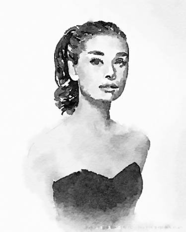 375x469 Watercolor Audrey Hepburn Painting By Luis Villeda Saatchi Art