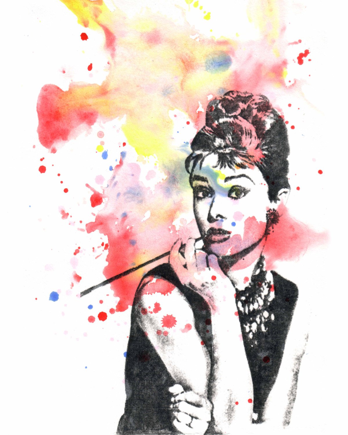 1200x1500 Audrey Hepburn Art Print Watercolor Painting Poster Print Pop