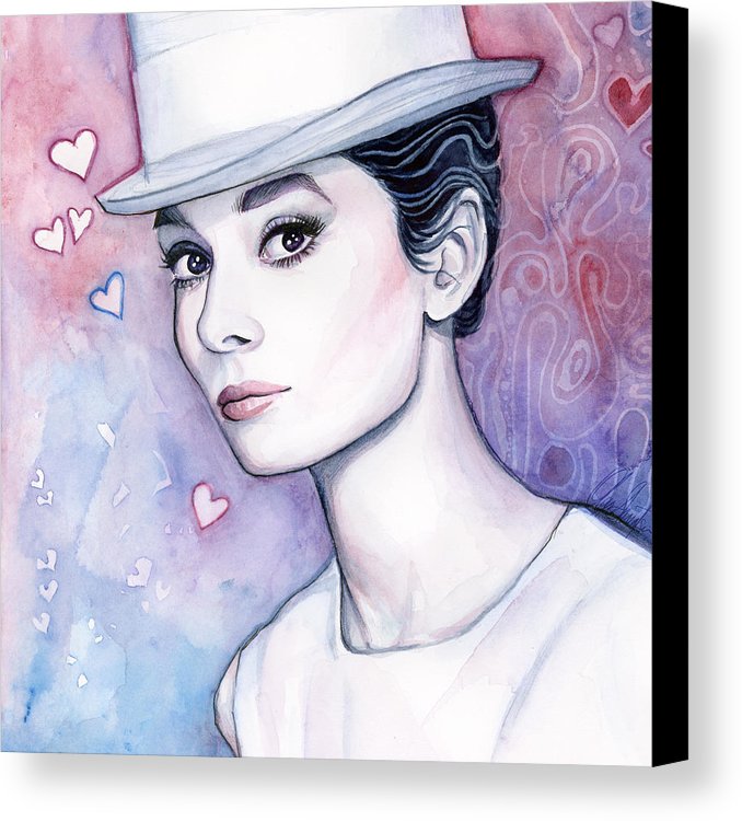 678x750 Audrey Hepburn Fashion Watercolor Canvas Print Canvas Art By