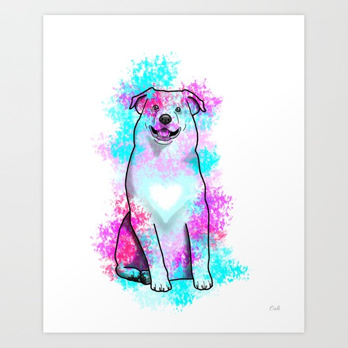 700x700 Australian Shepherd In Watercolor Splash Art Print By Prettyinink