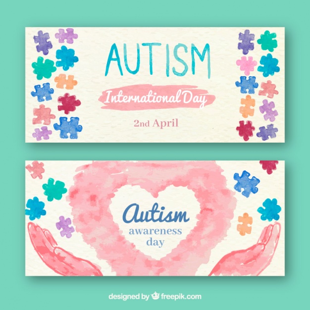 626x626 Autism Day Watercolor Banners Vector Free Download