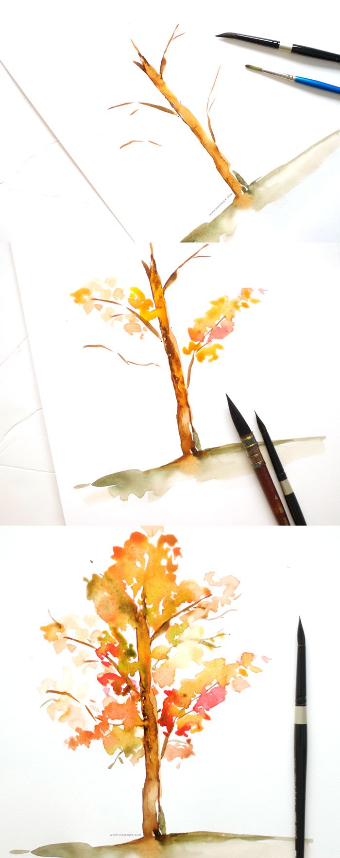 700x1765 How To Paint A Watercolor Fall Tree