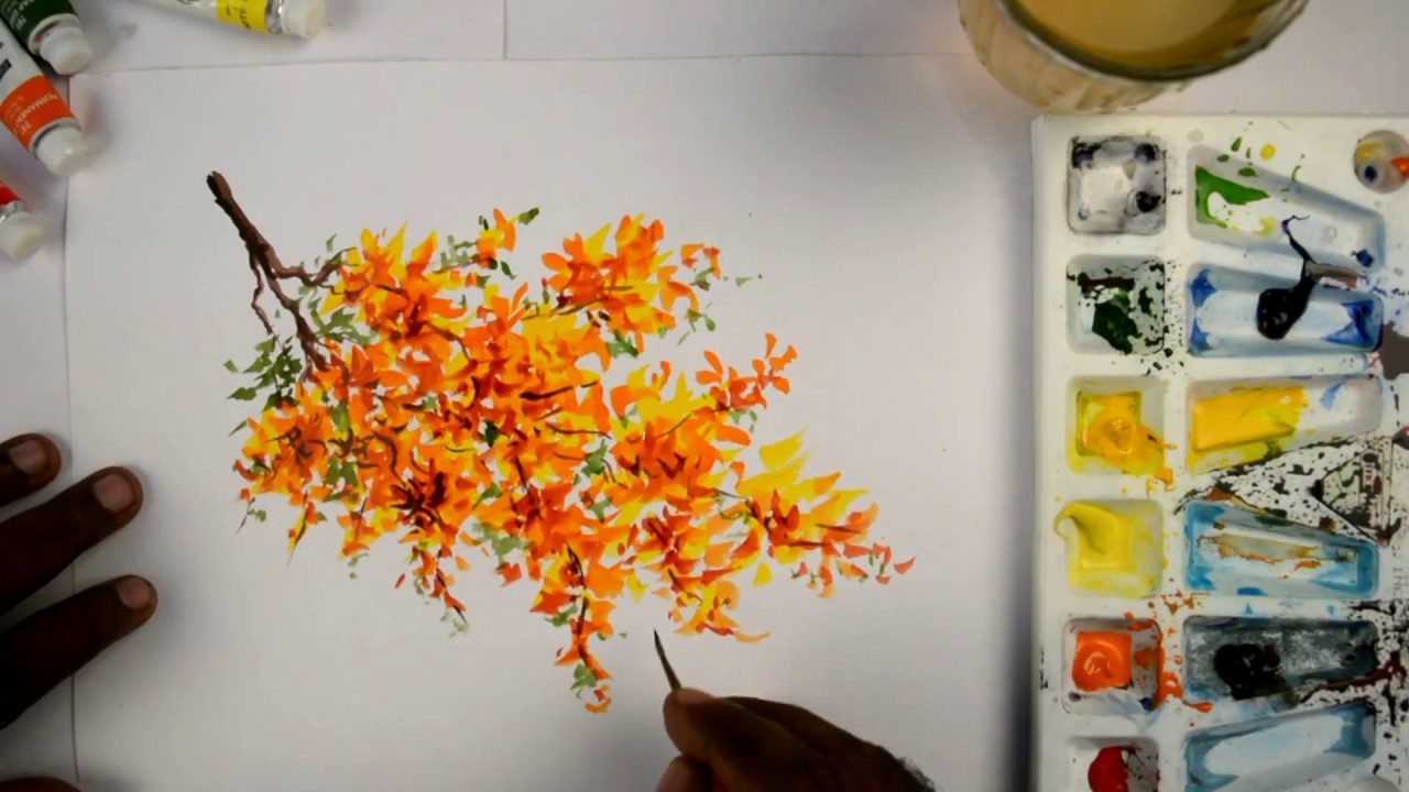 1280x720 How To Paint An Autumn Tree With Watercolor