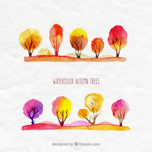 626x626 Watercolor Autumn Trees Vector Premium Download
