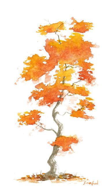 387x650 Arbre En Autonme Dessin Water Colors, Trees And