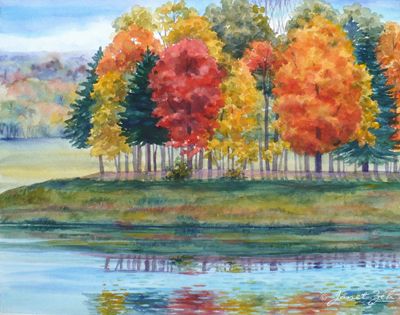 400x315 Fall Reflections Autumn Watercolor Painting Watercolour Painting