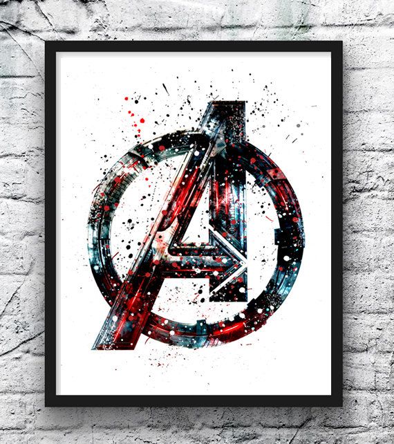 570x642 Avengers Watercolor Print Avengers Logo Superhero By Gingerkidsart