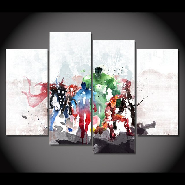 640x640 Hd Printed The Avengers Watercolor Painting Painting On Canvas