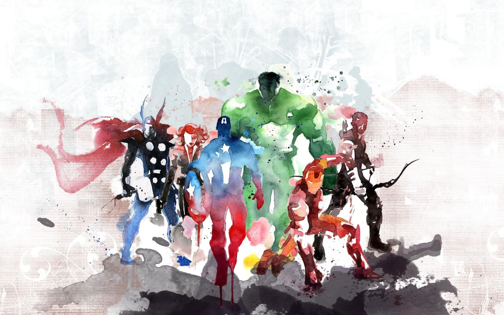 1680x1050 The Avengers Watercolor Painting Art Ideas