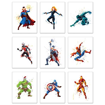 425x425 Superhero Avengers Infinity War Watercolor Poster