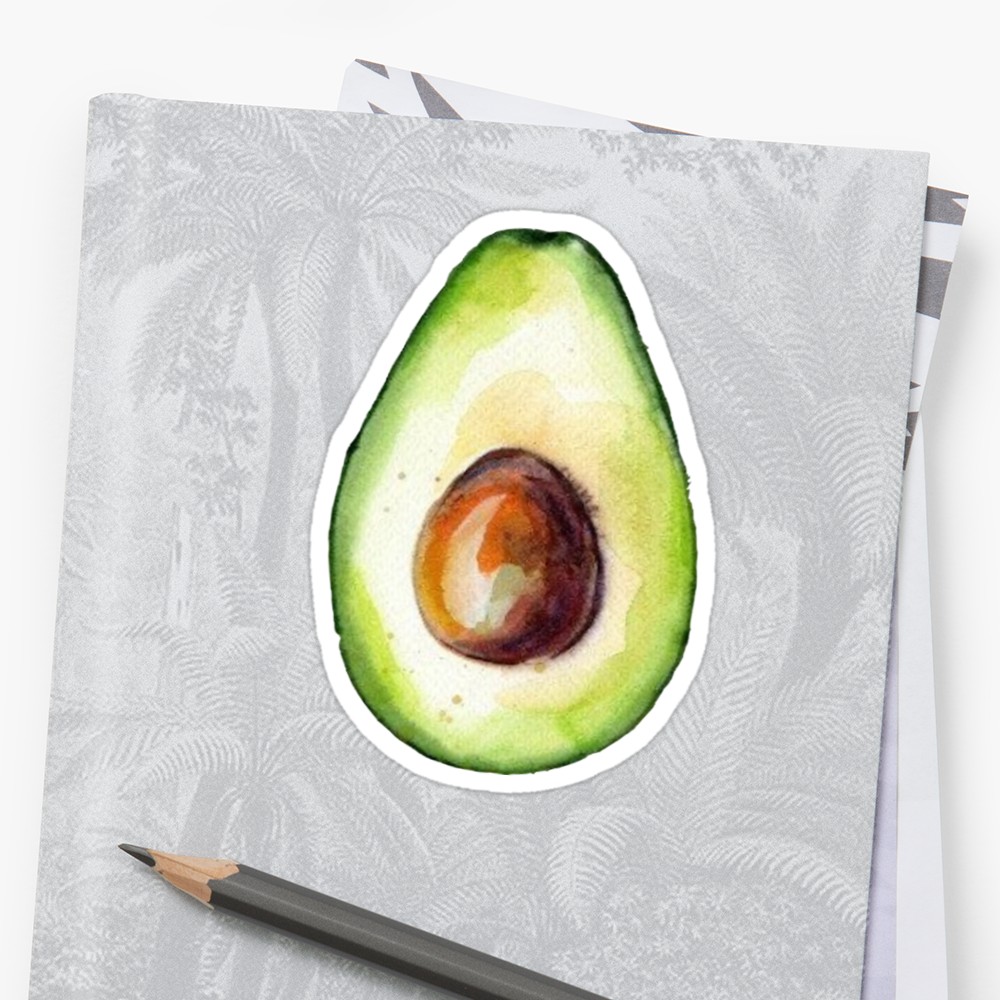 1000x1000 Watercolor Avocado Stickers By Jackie Sullivan Redbubble