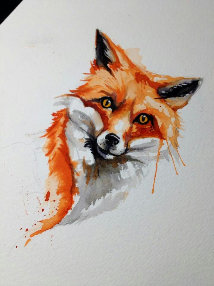 720x960 Awesome Watercolor Fox Tattoo Design