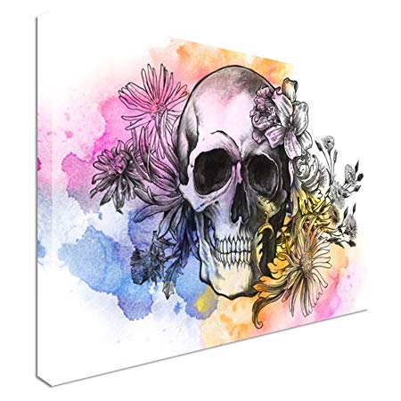 450x450 Awesome Watercolor Skull 12x16 Inches Canvas Art Cheap Wall