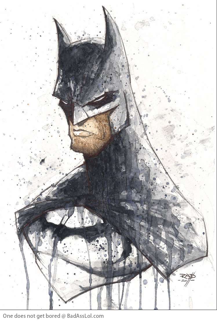 749x1106 Awesome Watercolor Batman Painting