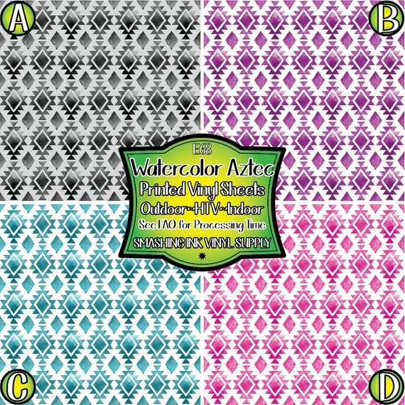 570x570 Aztec Watercolor Vinylprinted Heat Transfer Vinylpatterned Etsy