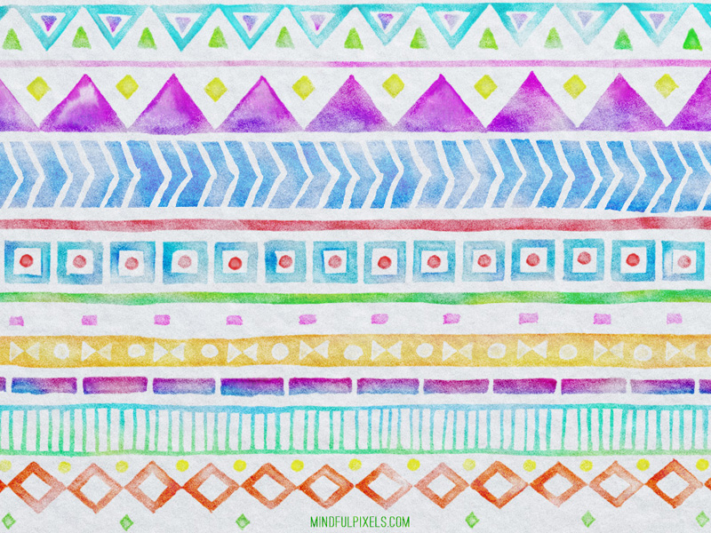 800x600 Aztec Watercolor Brushes By Lina Chervenkova