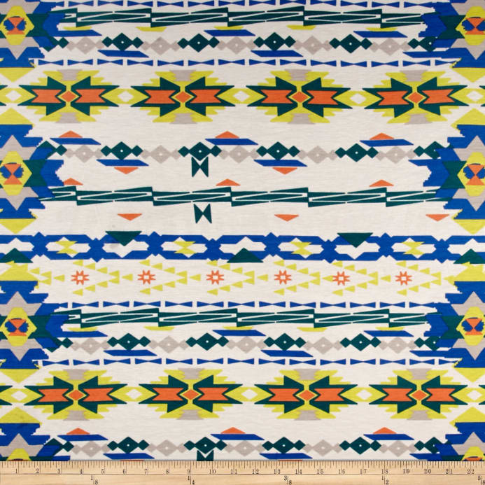 693x693 Watercolor Jersey Knit Aztec Royal