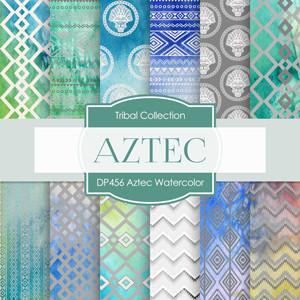 300x300 Aztec Watercolor Digital Paper Dp456 Digital Paper Shop