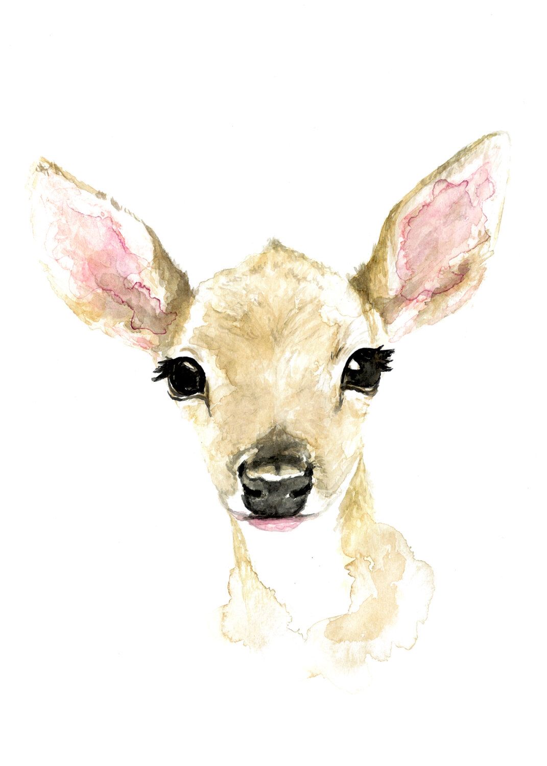1071x1500 Baby Fawn Watercolor Print Wild Canary Studio