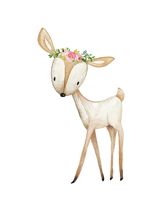 560x700 Boho Woodland Baby Nursery Deer Floral Watercolor Greeting Card