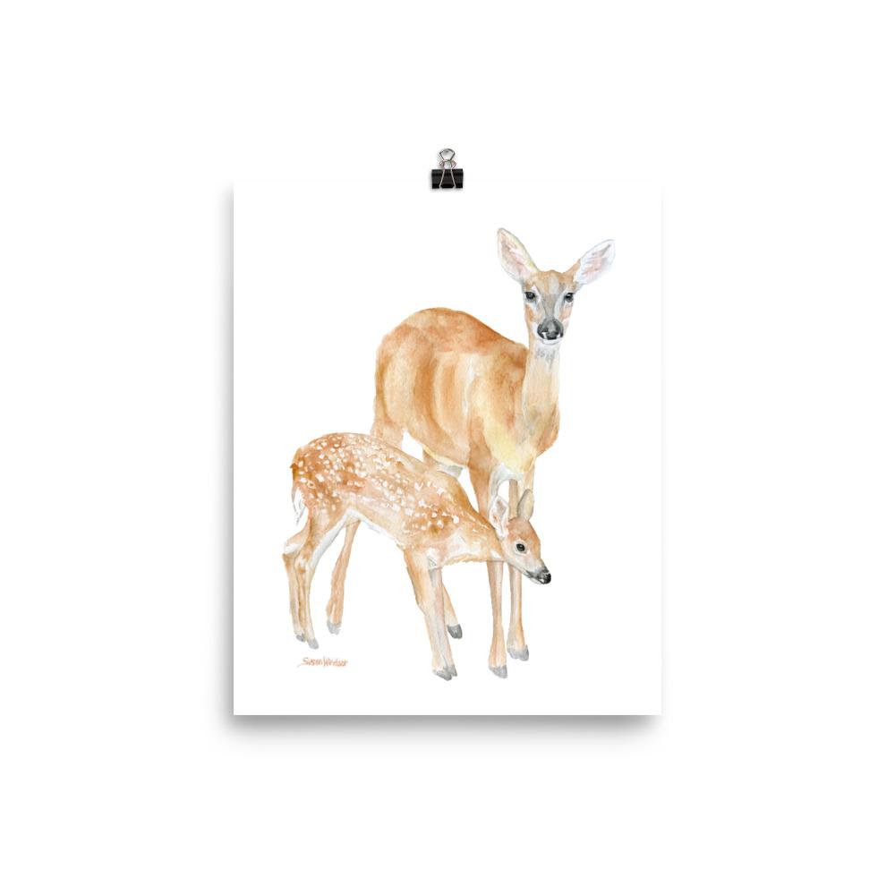 1000x1000 Mother And Baby Deer Watercolor Susan Windsor