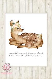 200x300 You Are My Sunshine Boho Deer Wall Art Print Fawn Woodland Floral