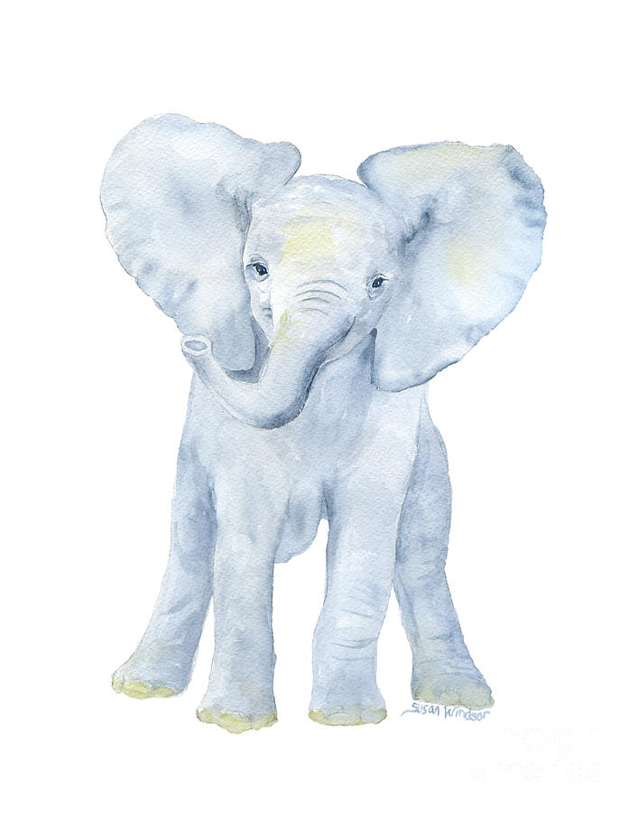 707x900 Baby Elephant Watercolor Painting By Susan Windsor