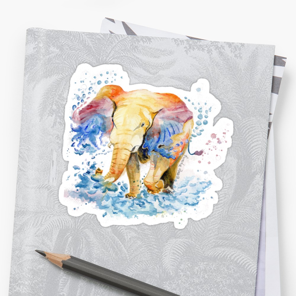 1000x1000 Baby Elephant Watercolor Stickers By Melly Terpening Redbubble