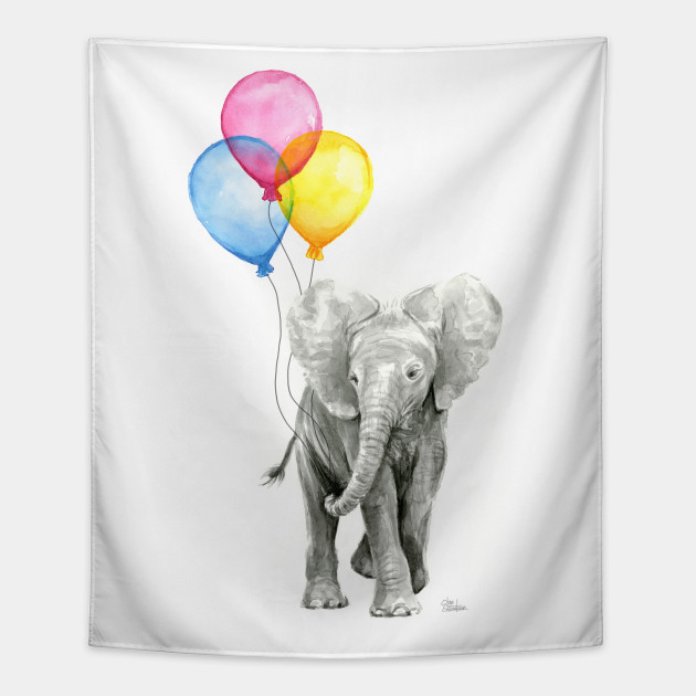 630x630 Baby Elephant Watercolor With Balloons
