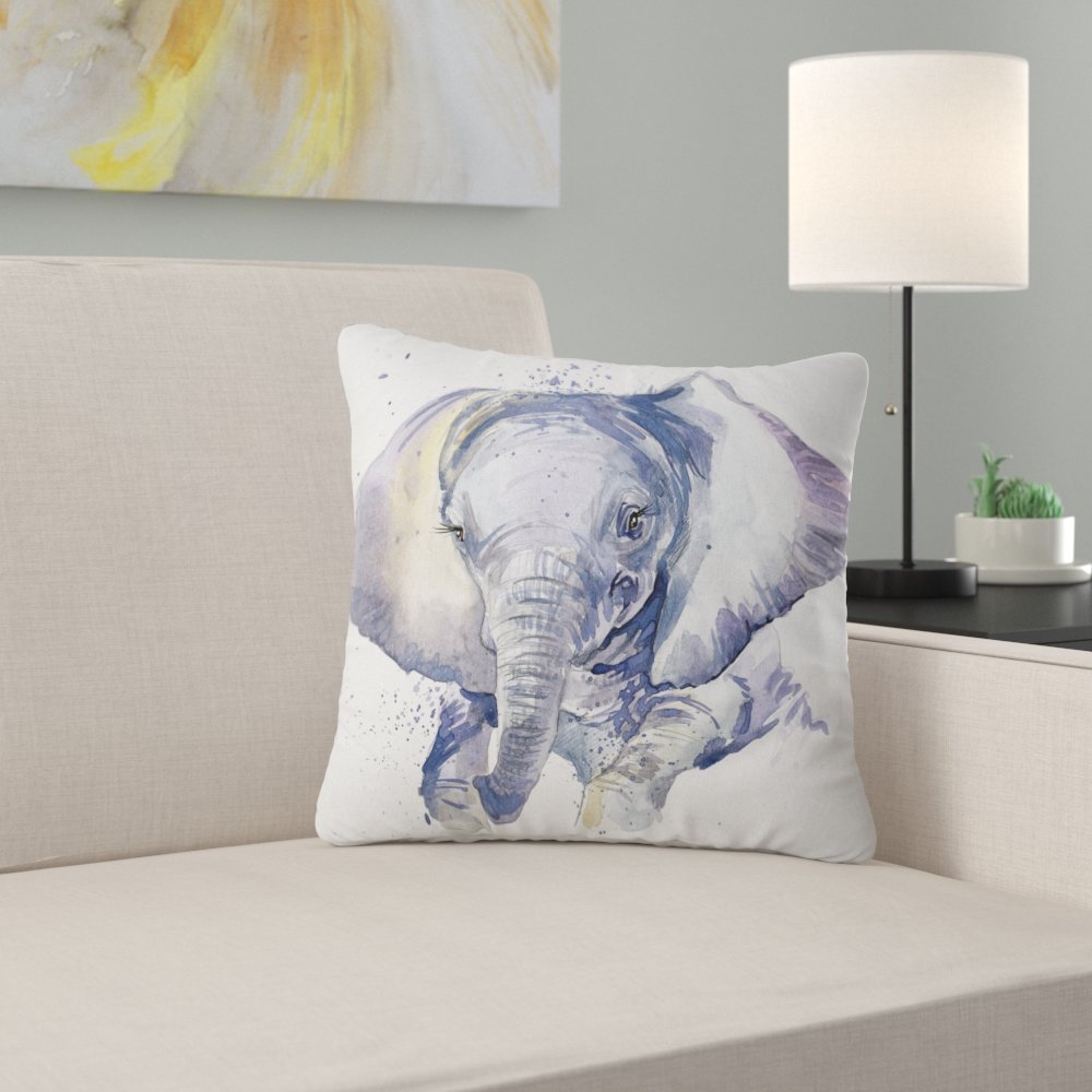 1000x1000 East Urban Home Abstract Baby Elephant Watercolor Pillow Wayfair