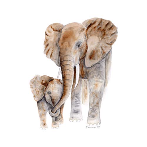 500x500 Mom And Baby Elephant Watercolor Art Nursery Wall Art