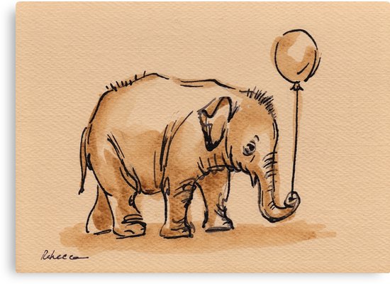 550x400 My Balloon Baby Elephant Watercolor Painting