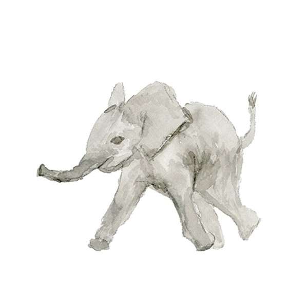600x600 Peeps Paper Products Baby Elephant Watercolor Print