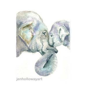 300x300 Watercolor Elephants, Elephants Print, Elephants Painting, Baby
