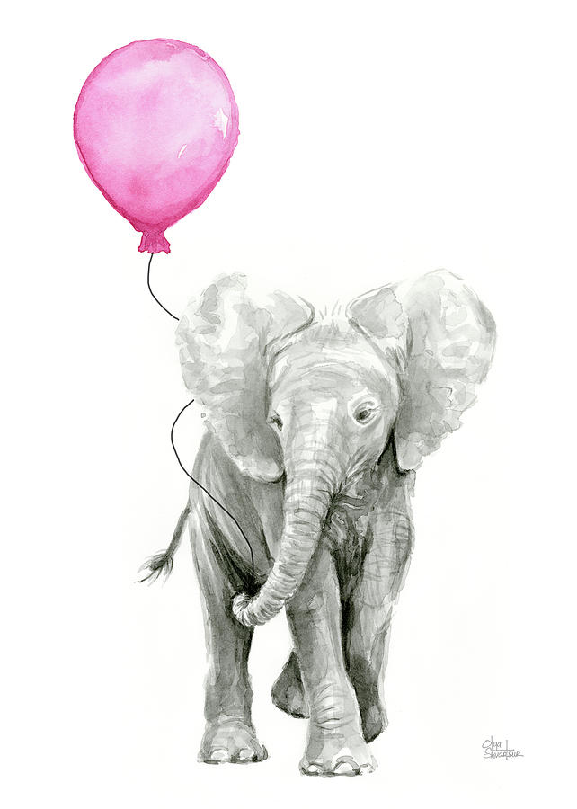642x900 Baby Elephant Watercolor Painting By Olga Shvartsur