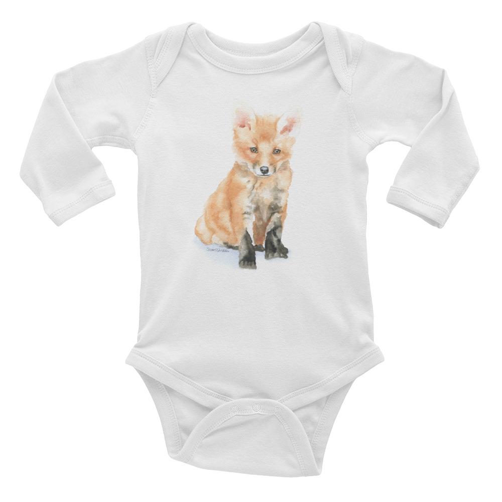 1000x1000 Baby Fox Watercolor Infant Long Sleeve Bodysuit Susan Windsor
