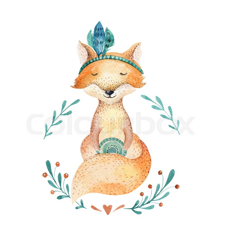 728x800 Cute Baby Fox Animal For Kindergarten, Nursery Isolated