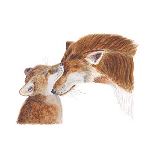 500x500 Hand Painted Mom And Baby Fox Watercolor Nursery Wall