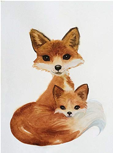 369x500 Watercolor Mom And Baby Fox Giclee Art Print Handmade