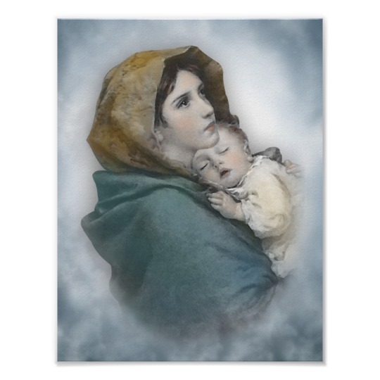 540x540 Blessed Mother And Baby Jesus Watercolor Poster