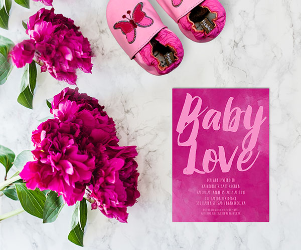 600x499 Fuchsia Pink Watercolor Baby Shower Invitations
