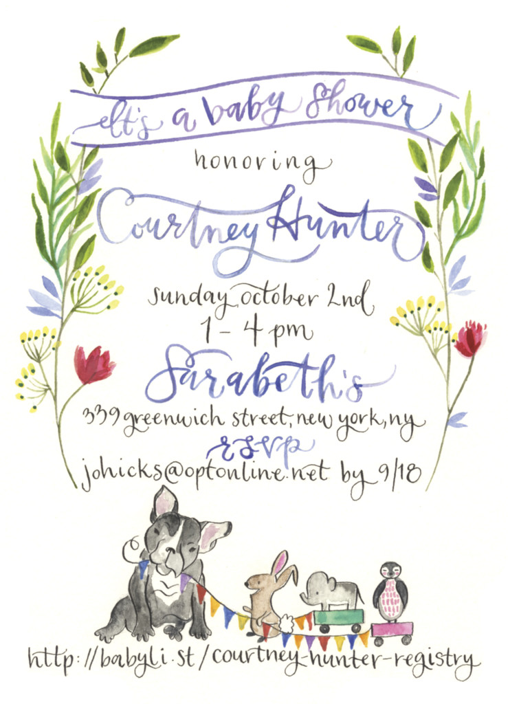 739x1024 Jill Vandall Baby Shower Invitation Watercolor