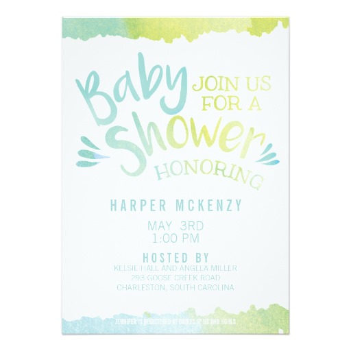 512x512 Oh Baby Blue Watercolor Baby Shower Invitation