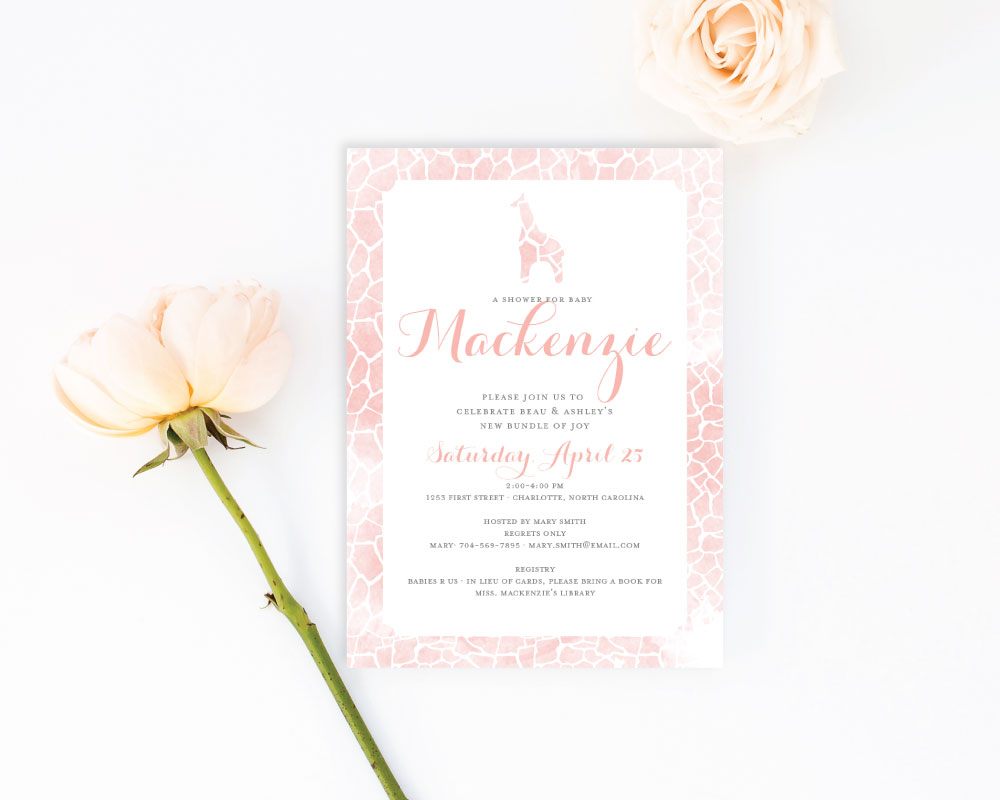 1000x800 Watercolor Giraffe Baby Shower Invitation Meredith Collie Paper