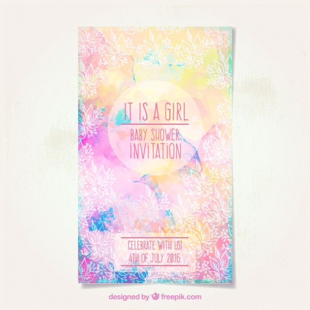 626x626 Watercolor Floral Baby Shower Invitation Stock Images