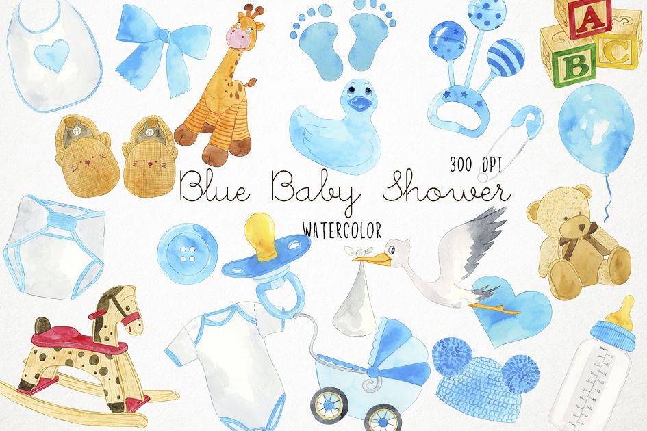 945x630 Watercolor Baby Shower Clipart, Baby Blue Clipart