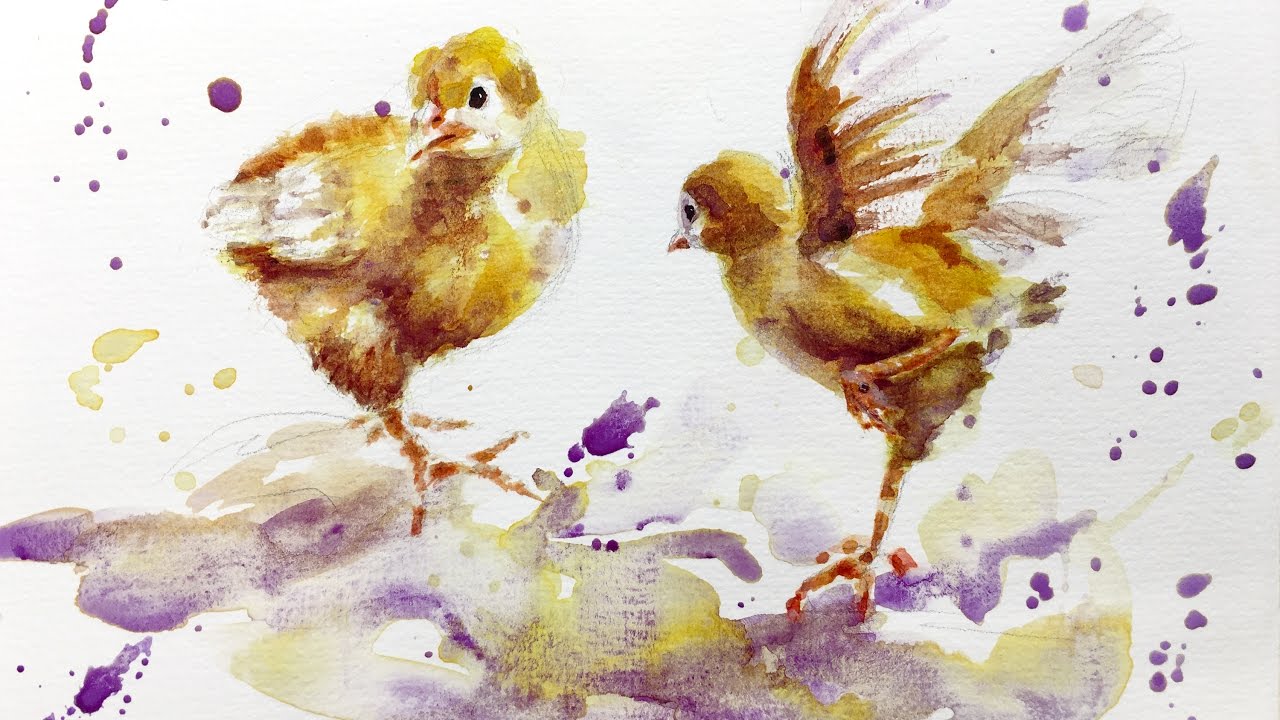 1280x720 Watercolor Painting Tutorial, Baby Chicks 4k