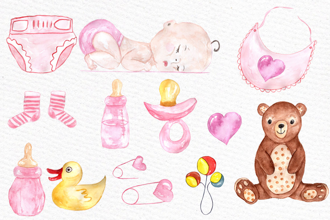 1160x772 Watercolor Baby Shower Girl Clipart By Vivastarkids