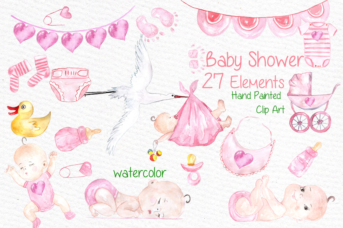 1160x772 Watercolor Baby Shower Girl Clipart